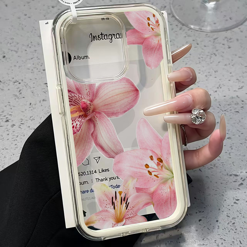 Plants X - Pink Lily Flower Clear Phone Case